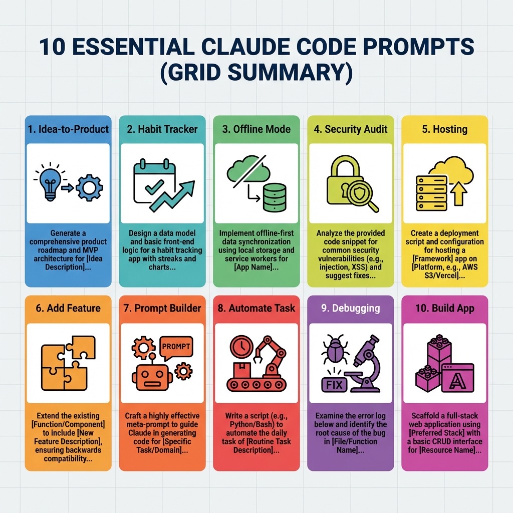 10 Essential Claude Code Prompts Summary